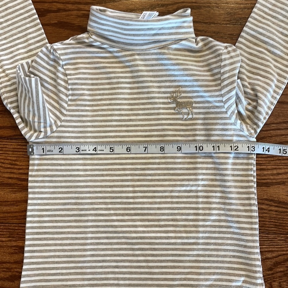 Palomino girls toddler turtleneck cotton stretch top striped lurex gold 4T - Picture 7 of 9